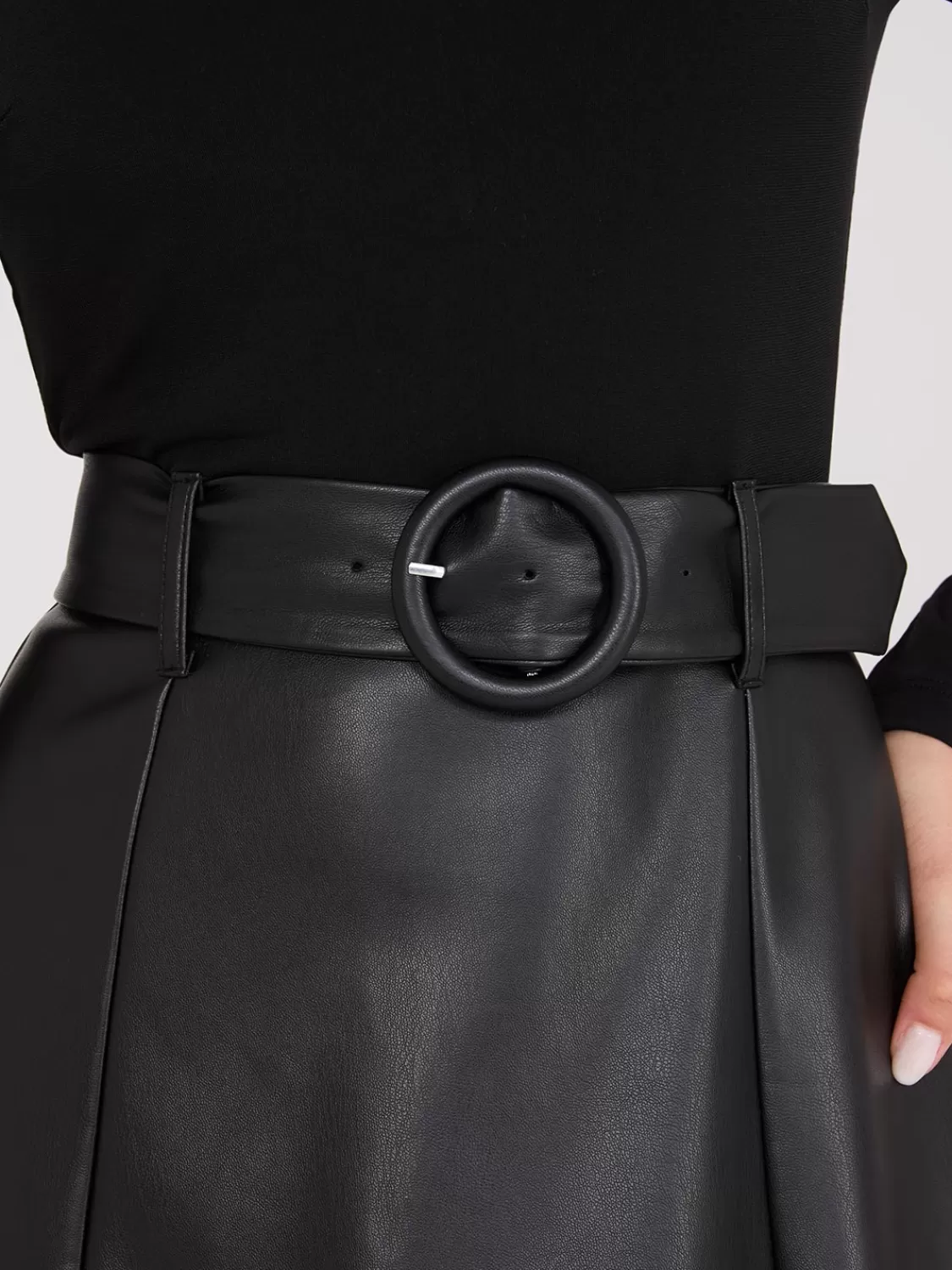 Suzy Shier Work Dresses | Dresses*2-Fer Mock Neck Faux Leather Dress