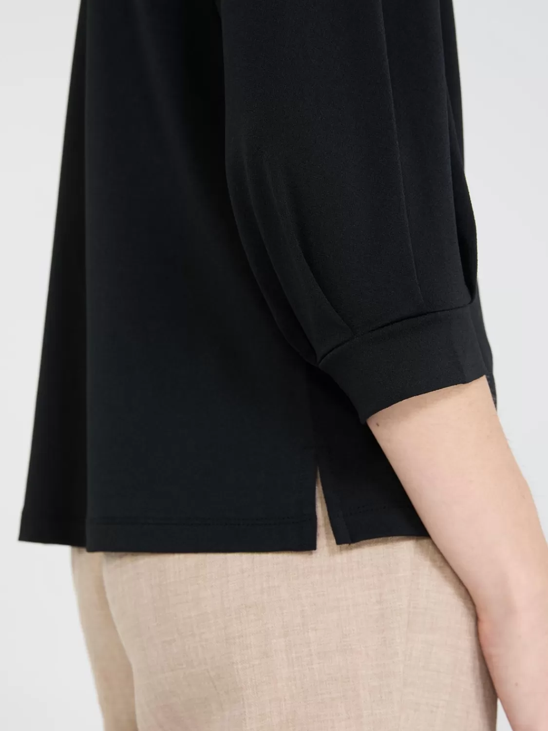 Suzy Shier Tops | Short Sleeve*3/4 Pleated Sleeve Boat Neck Top