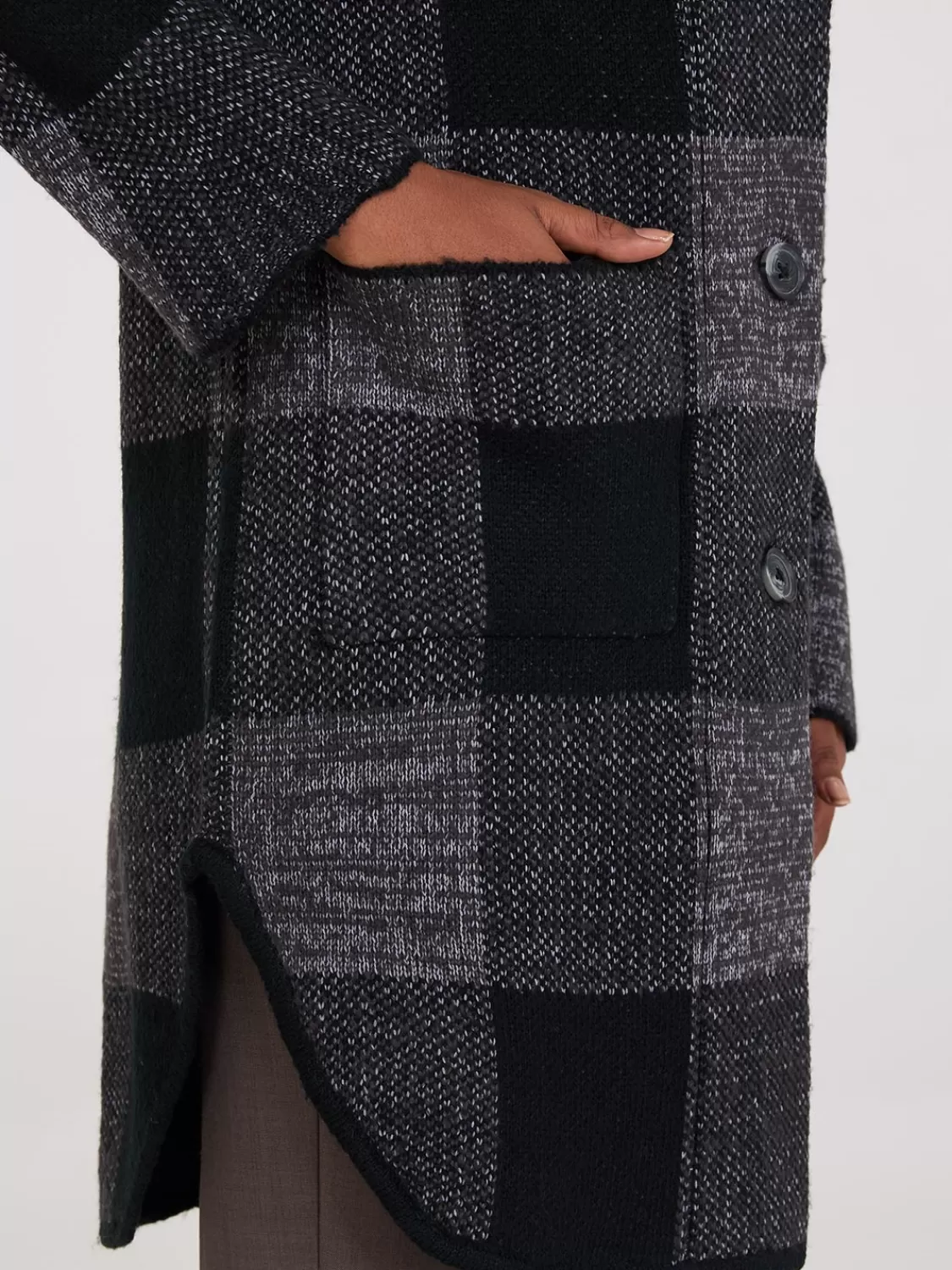 Suzy Shier Long Sleeve | Sweaters & Cardigans*3-Button Plaid Coatigan