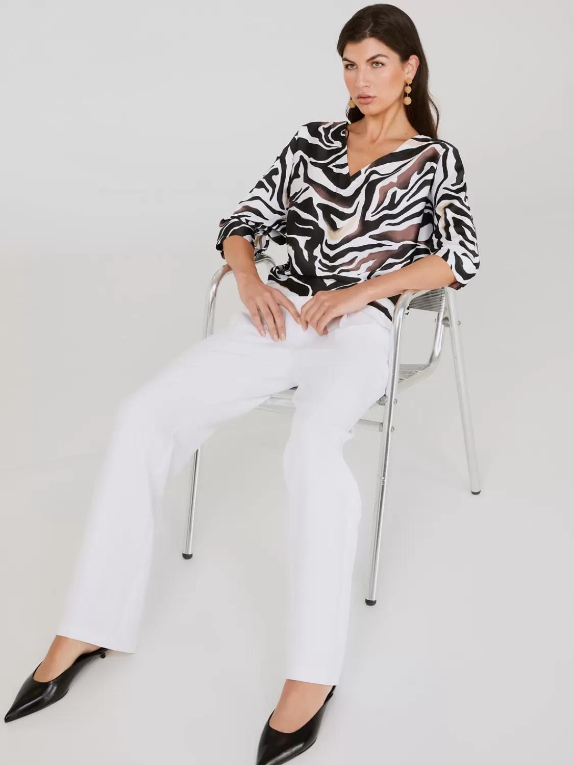 Suzy Shier Tops | Short Sleeve*Animal Print Satin Dolman Sleeve Top