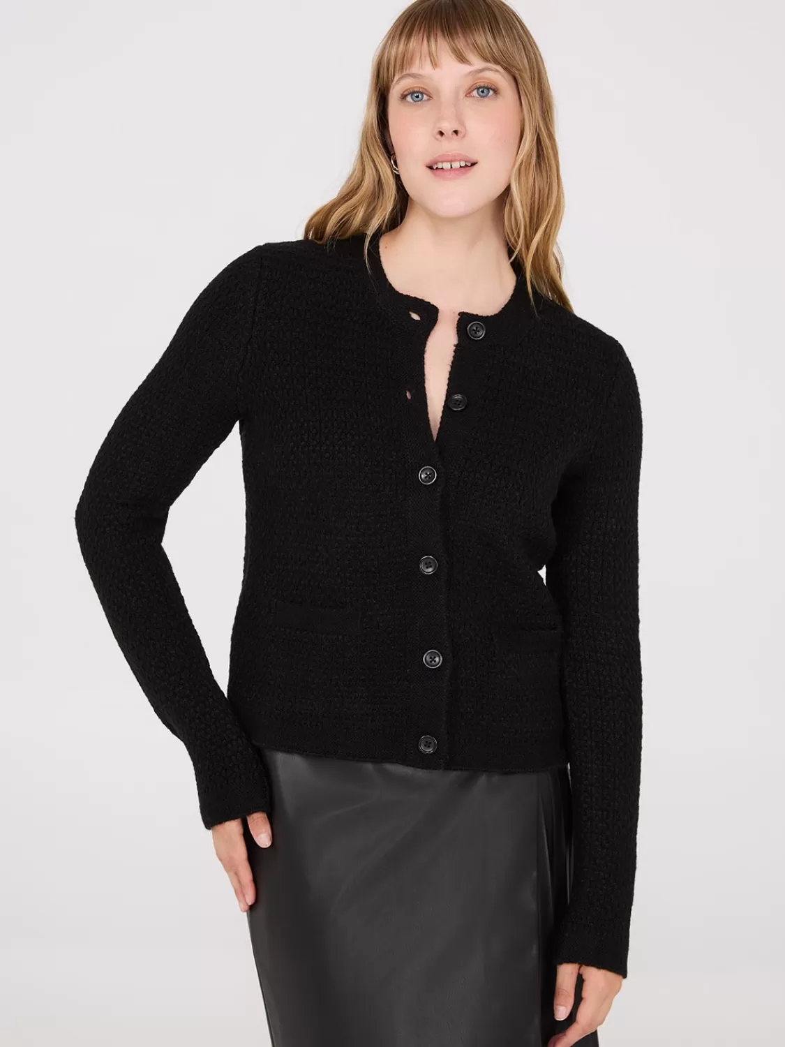 Suzy Shier Long Sleeve | Sweaters & Cardigans*Basketweave Button-Front Cardigan