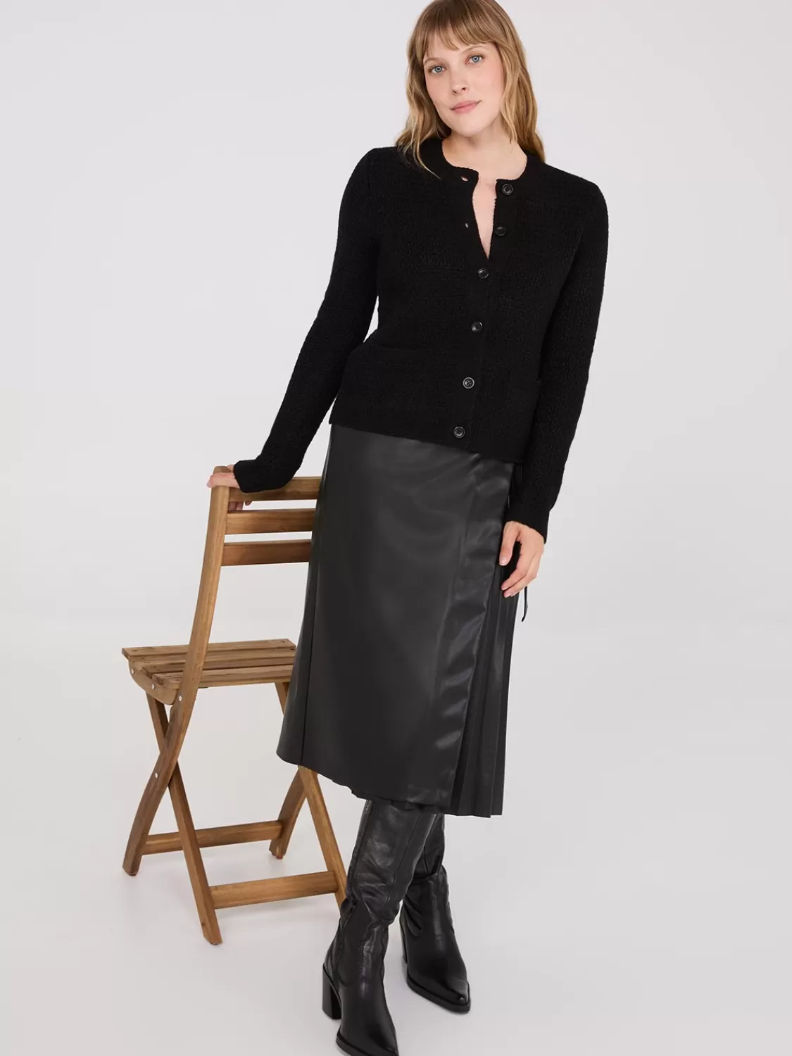 Suzy Shier Long Sleeve | Sweaters & Cardigans*Basketweave Button-Front Cardigan