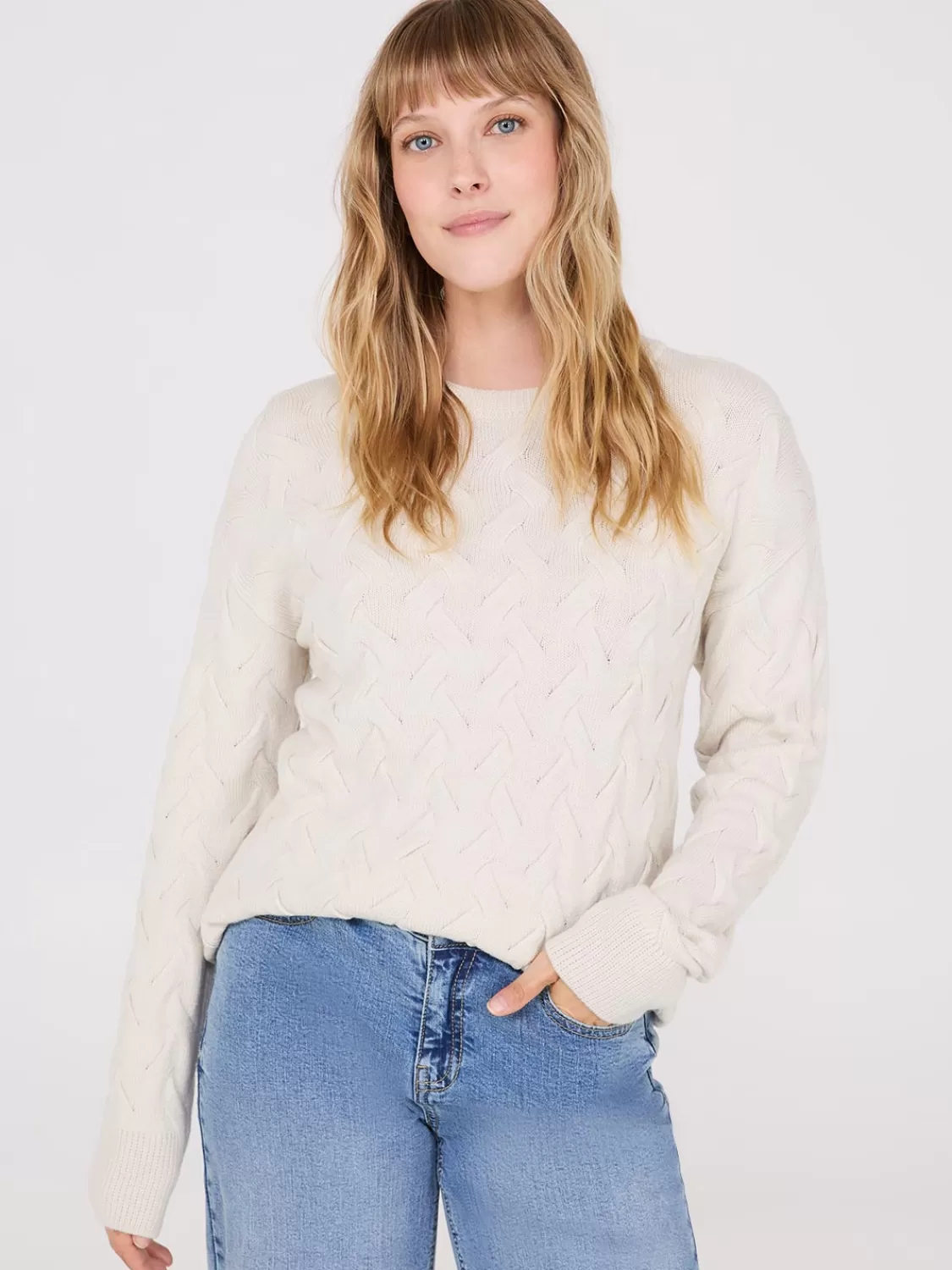 Suzy Shier Long Sleeve | Sweaters & Cardigans*Basketweave Crew Neck Sweater