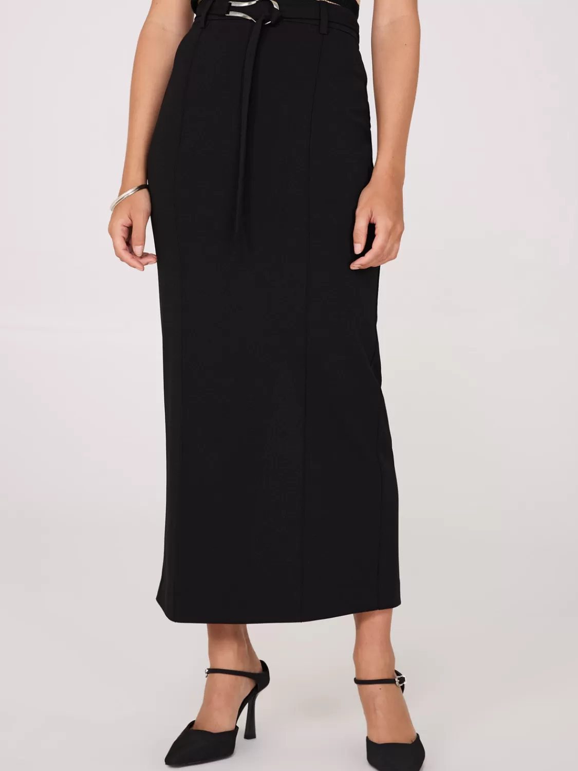 Suzy Shier Bottoms | Skirts*Belted Front Pintuck Column Skirt