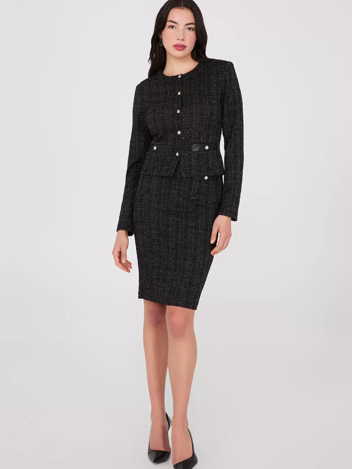 Suzy Shier Suiting | Bottoms*Bouclé Pencil Skirt