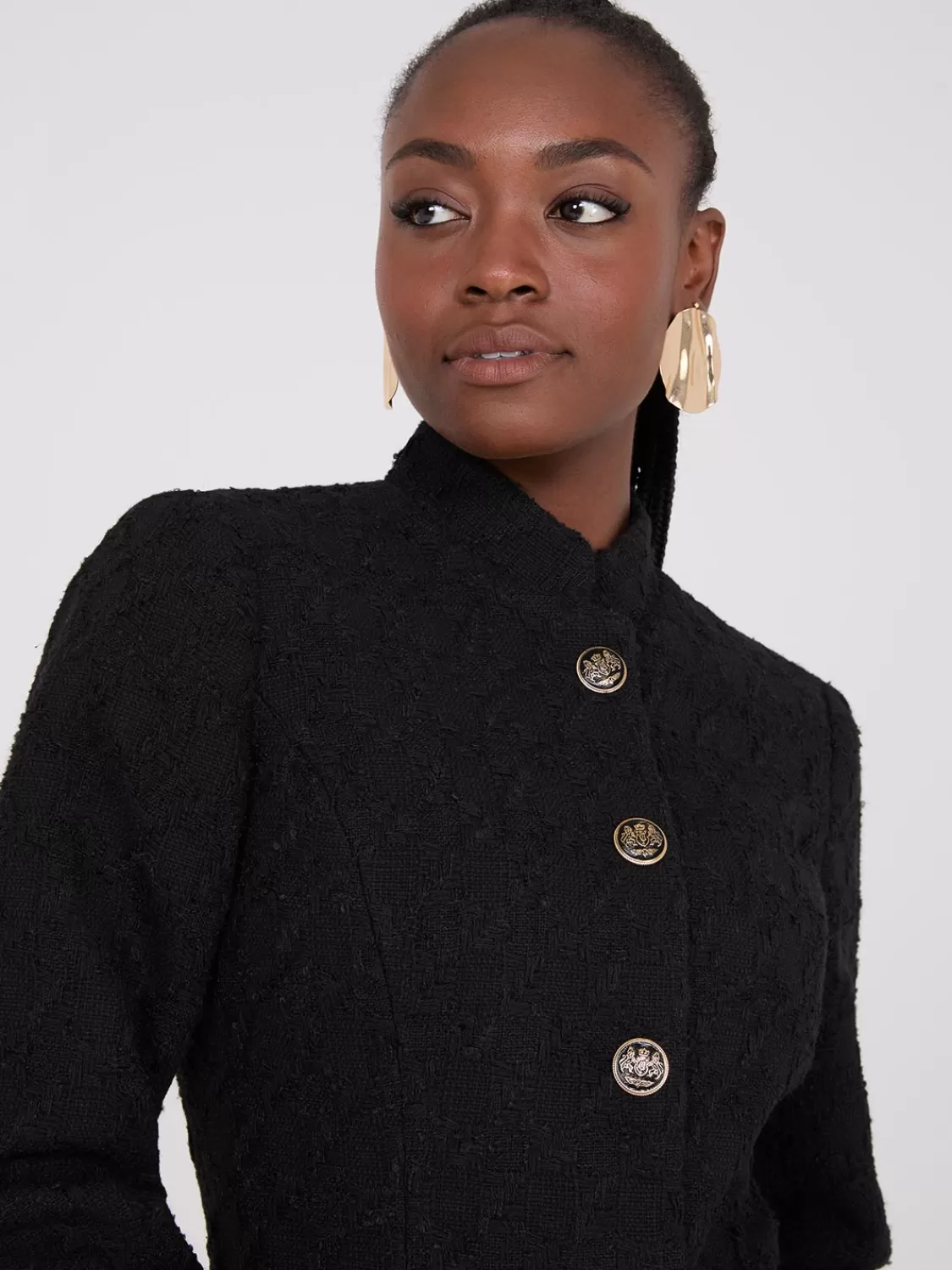 Suzy Shier Blazers & Vests*Boucle Blazer With Mandarin Collar