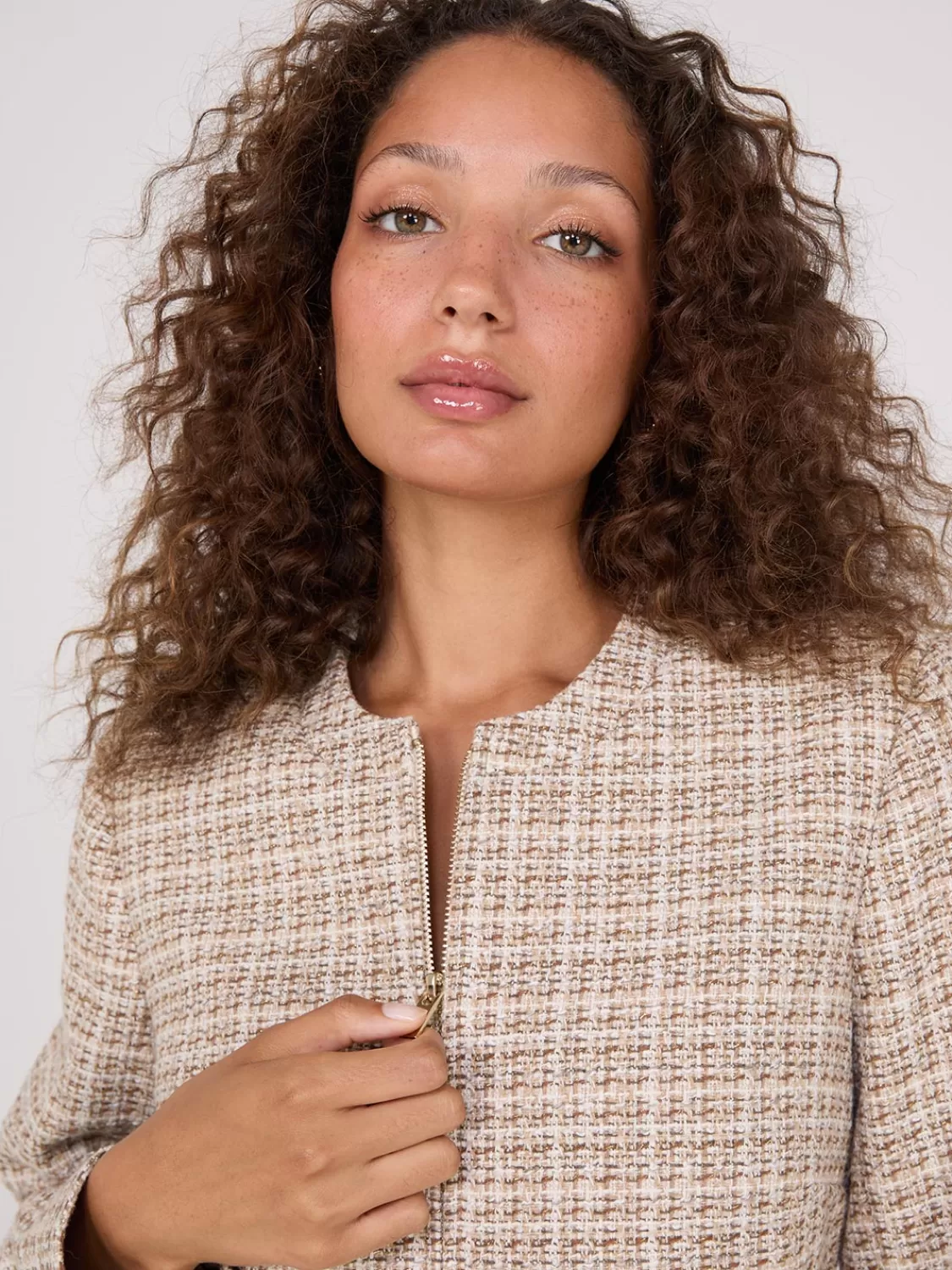 Suzy Shier Blazers & Vests*Boucle Zip-Front Blazer