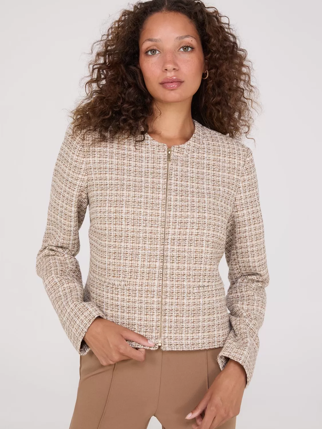 Suzy Shier Blazers & Vests*Boucle Zip-Front Blazer