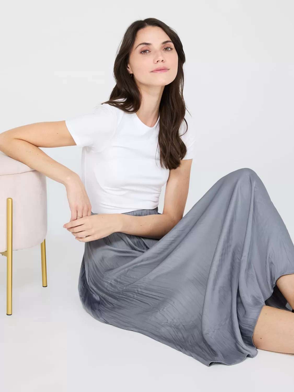 Suzy Shier Skirts*Broomstick Pleated Satin Skirt