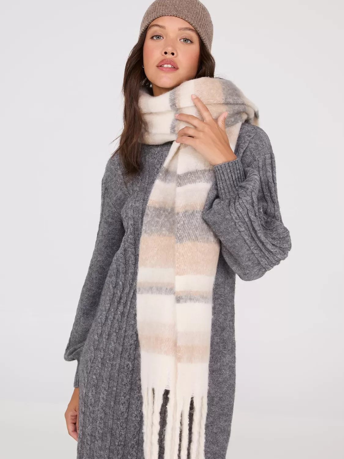 Suzy Shier Hats & Scarves & Gloves*Brushed Striped Scarf