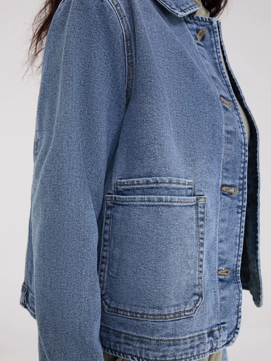 Suzy Shier Puffers & Jackets | Puffers & Jackets*Button-Front Denim Jacket
