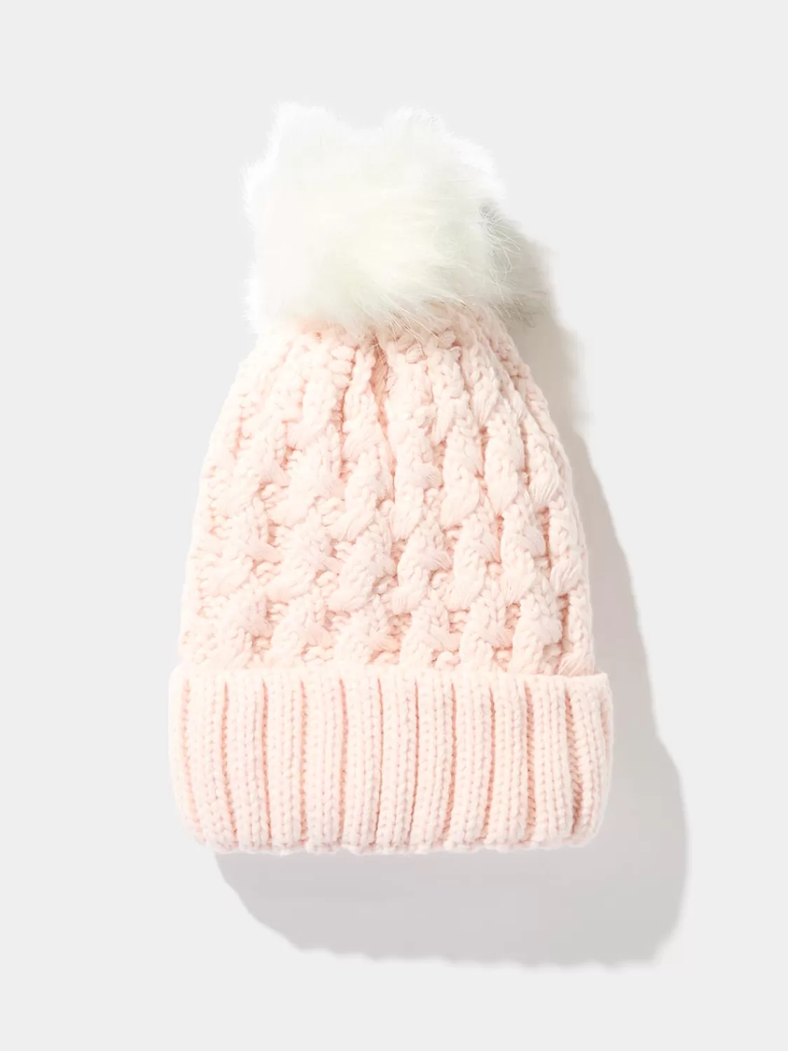 Suzy Shier Hats & Scarves & Gloves*Cable Knit Hat With Faux Fur Pom Pom