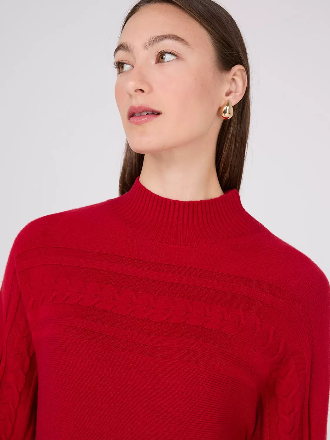 Suzy Shier Long Sleeve | Sweaters & Cardigans*Cable Knit Mock Neck Dolman Sleeve Sweater