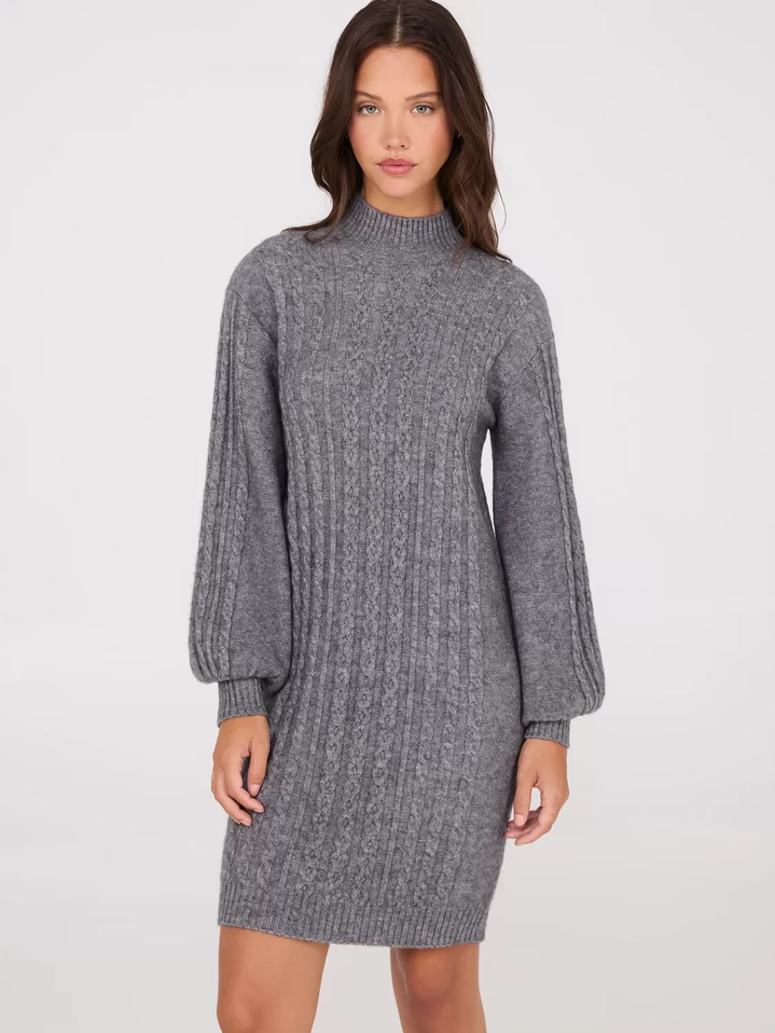 Suzy Shier Casual Dresses | Mini*Cable Knit Mock Neck Sweater Dress