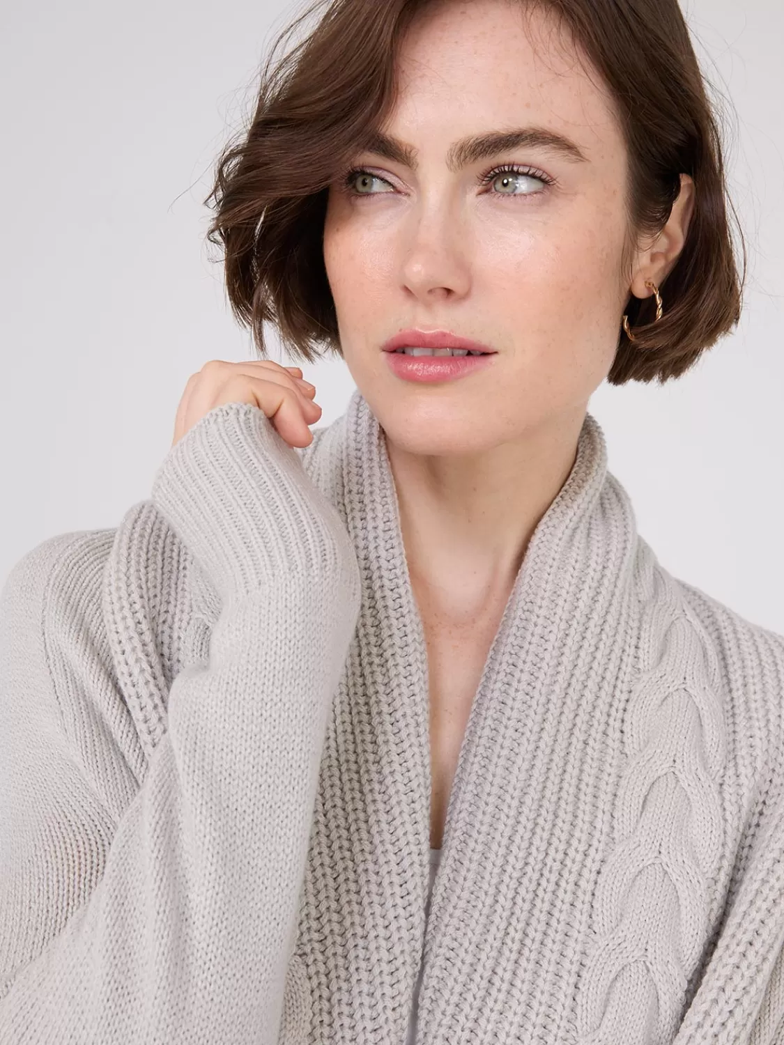 Suzy Shier Long Sleeve | Sweaters & Cardigans*Cable Knit Shawl Cocoon Cardigan
