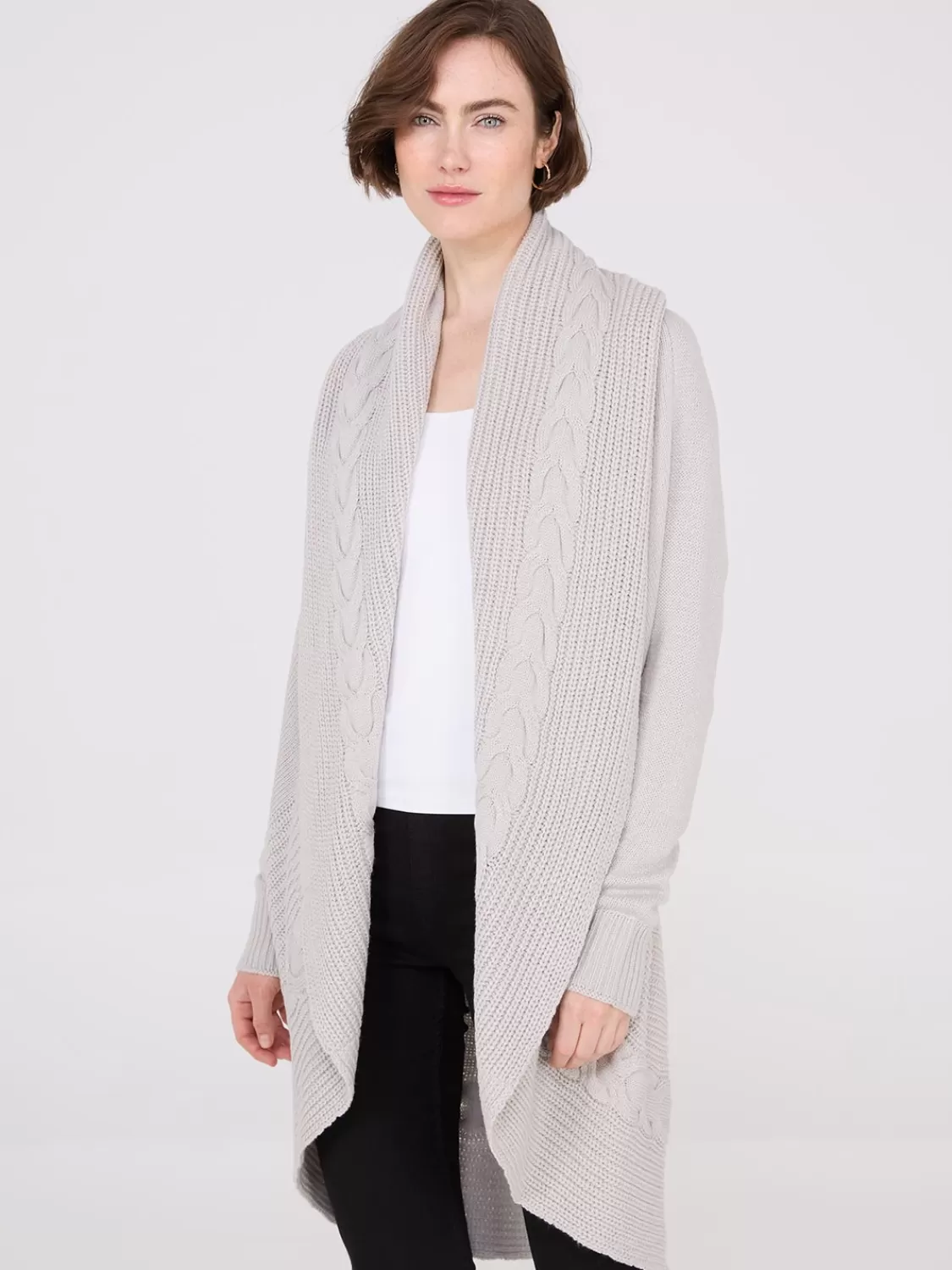 Suzy Shier Long Sleeve | Sweaters & Cardigans*Cable Knit Shawl Cocoon Cardigan