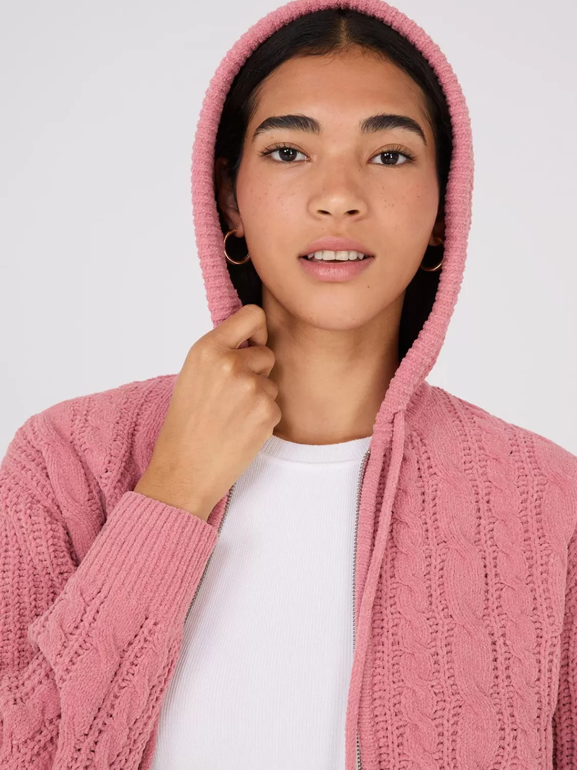 Suzy Shier Long Sleeve | Sweaters & Cardigans*Cable Knit Zip-Up Hoodie