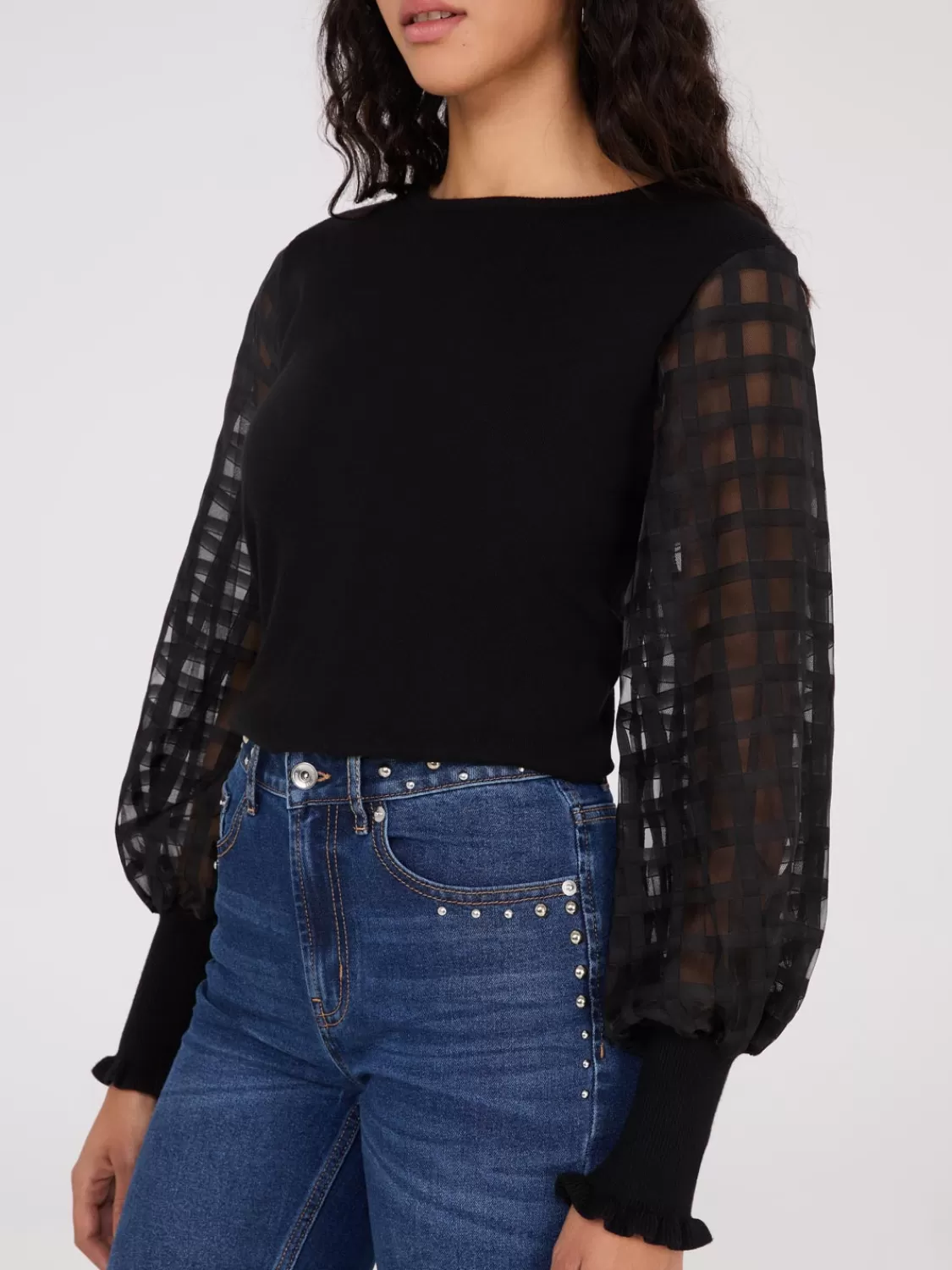 Suzy Shier Long Sleeve | Sweaters & Cardigans*Chiffon Balloon Sleeve Top