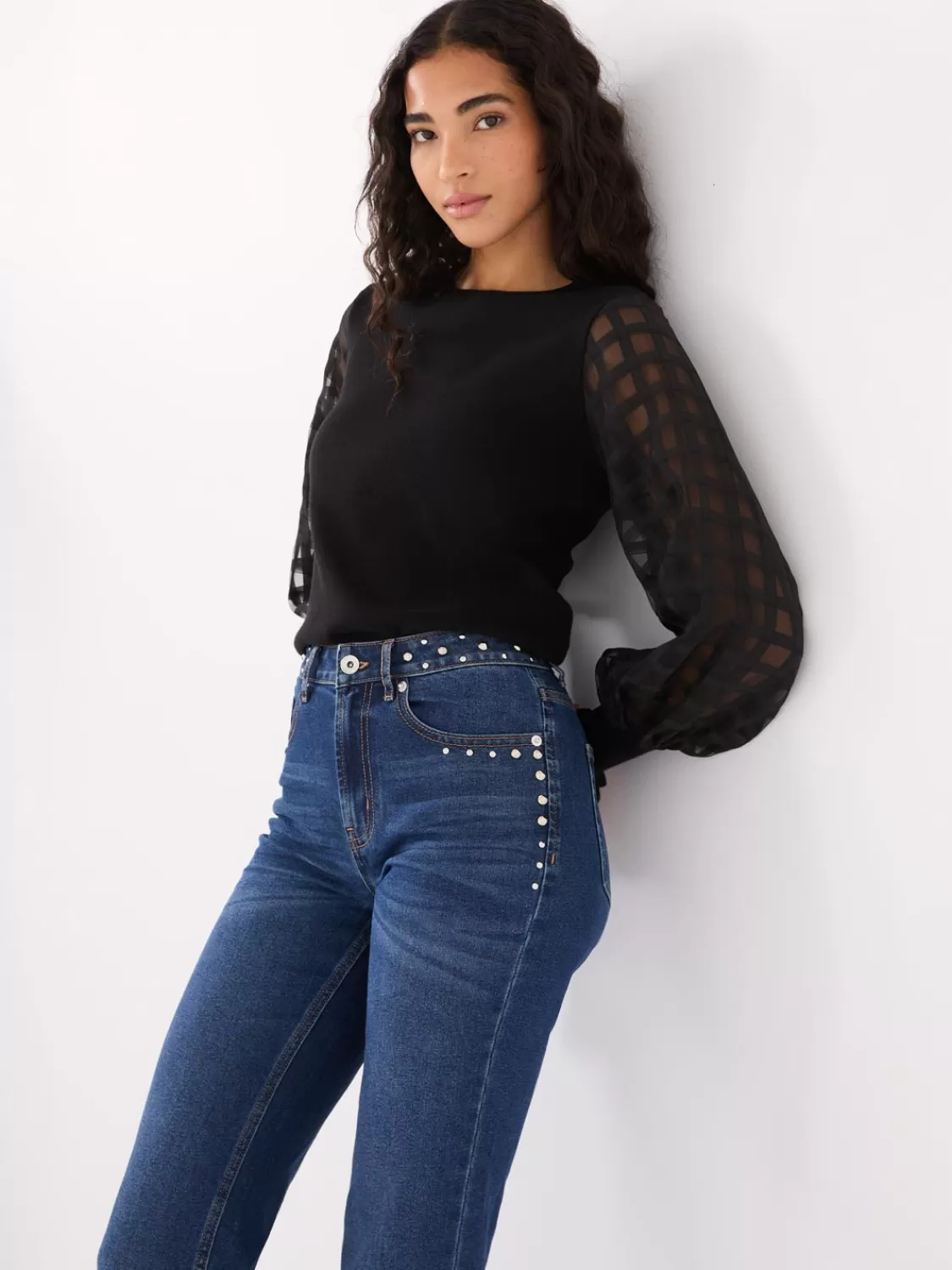 Suzy Shier Long Sleeve | Sweaters & Cardigans*Chiffon Balloon Sleeve Top