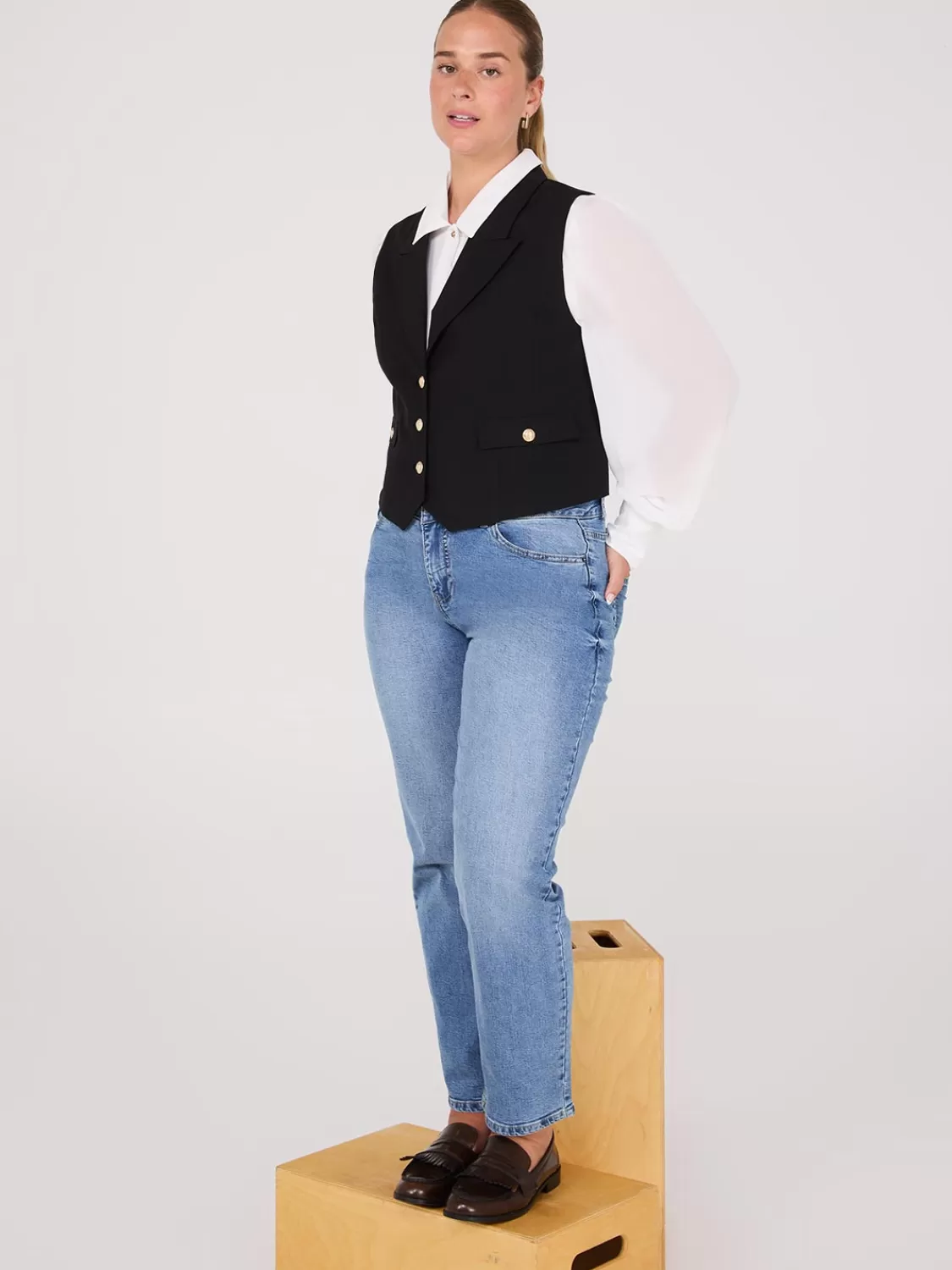 Suzy Shier Tops | Long Sleeve*Chiffon Button-Front Volume Sleeve Blouse