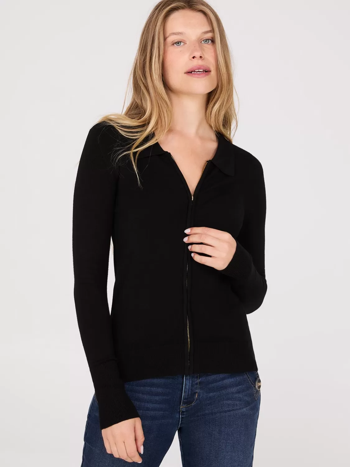 Suzy Shier Long Sleeve | Sweaters & Cardigans*Collared 2-Way Zip-Front Sweater