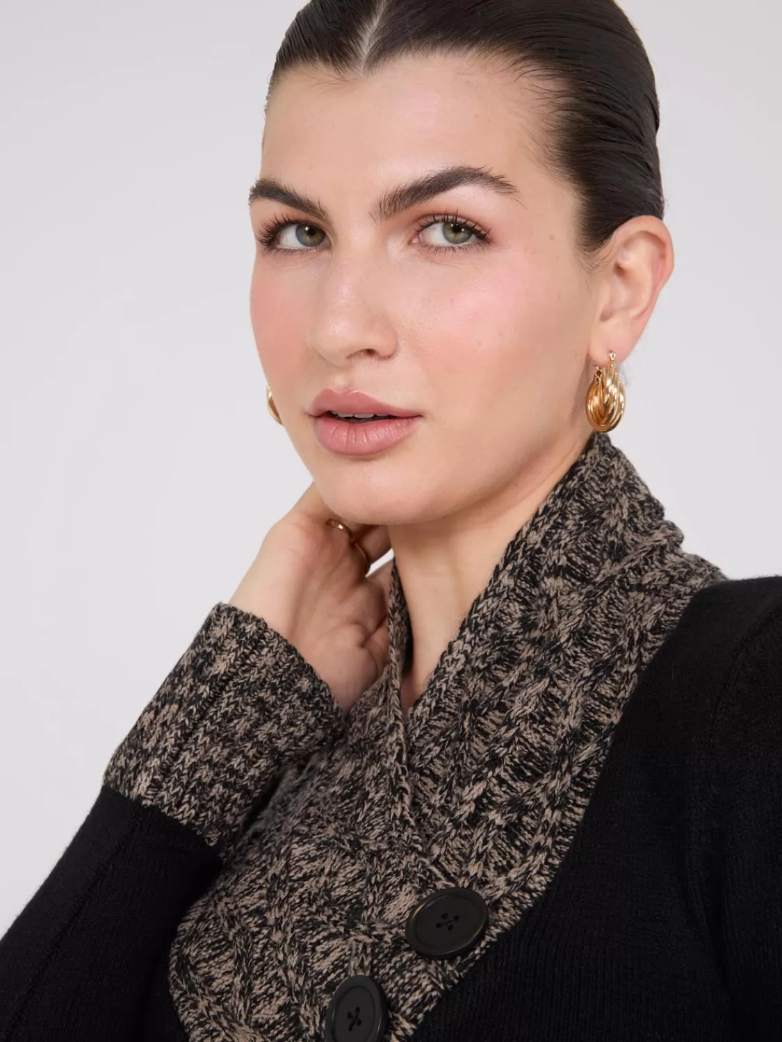 Suzy Shier Long Sleeve | Sweaters & Cardigans*Contrast Cowl Neck Tunic Sweater