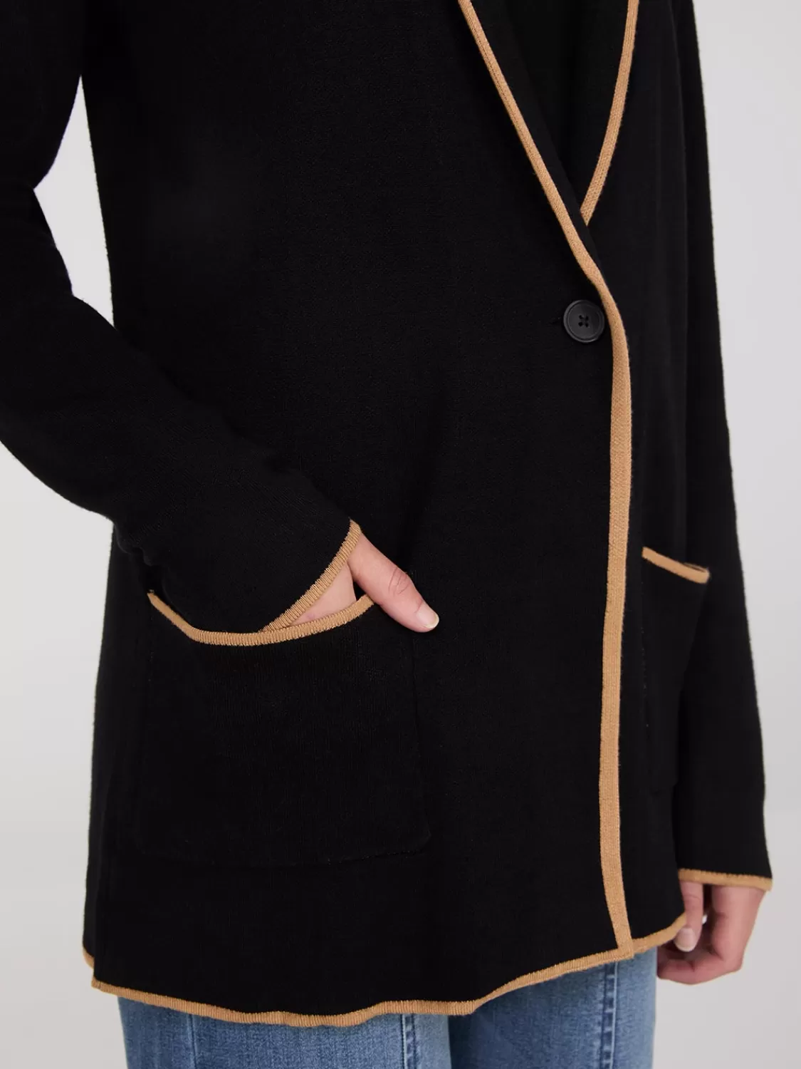 Suzy Shier Long Sleeve | Sweaters & Cardigans*Contrast Piping One-Button Jacket