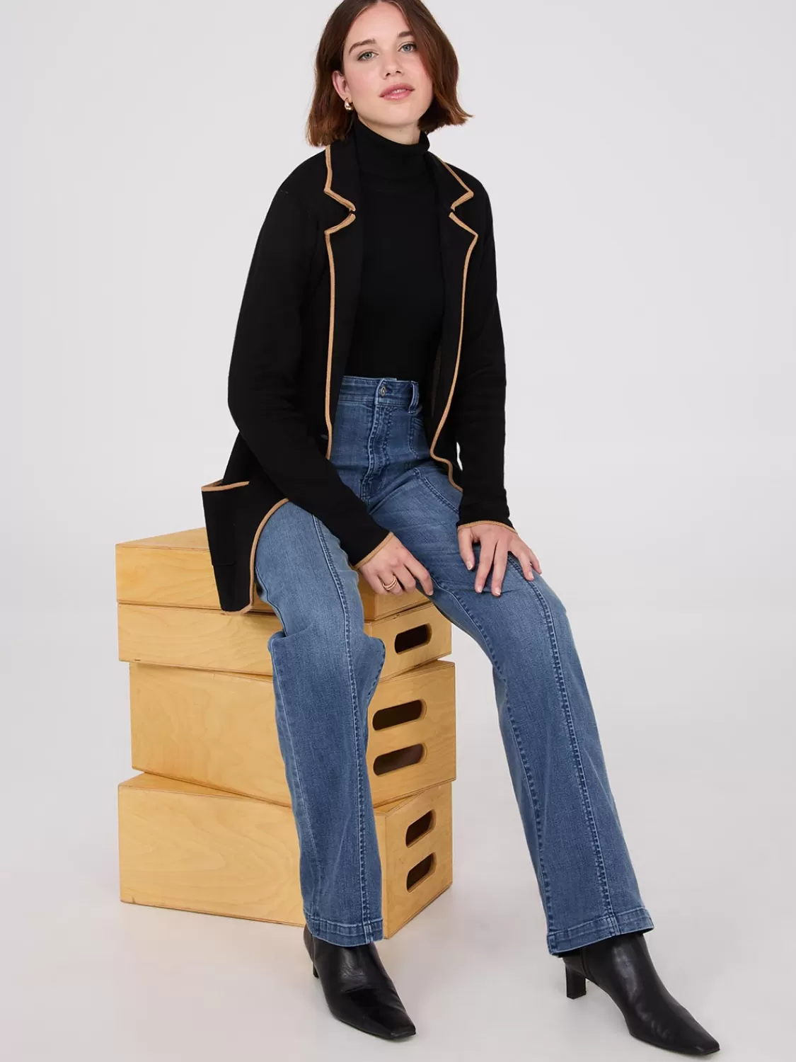 Suzy Shier Long Sleeve | Sweaters & Cardigans*Contrast Piping One-Button Jacket