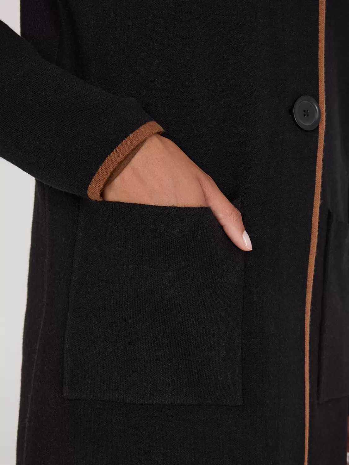 Suzy Shier Long Sleeve | Sweaters & Cardigans*Contrast Trim 2-Button Coatigan