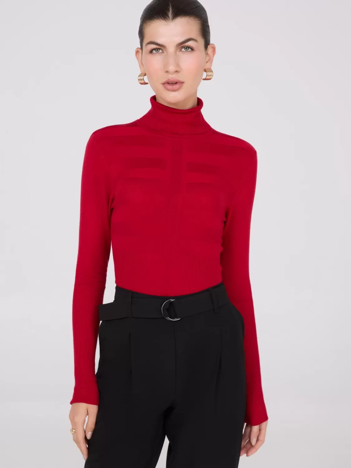 Suzy Shier Long Sleeve | Sweaters & Cardigans*Contrasting Stitch Turtleneck Ribbed Sweater