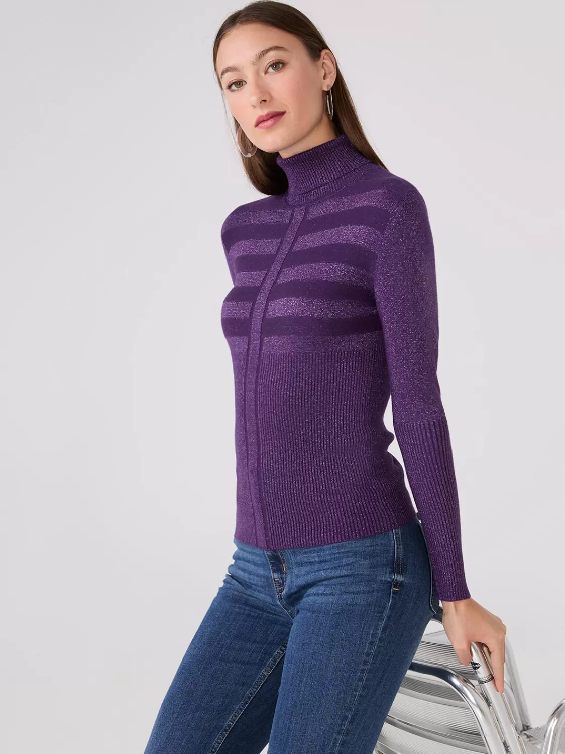 Suzy Shier Long Sleeve | Sweaters & Cardigans*Contrasting Stitch Turtleneck Ribbed Sweater