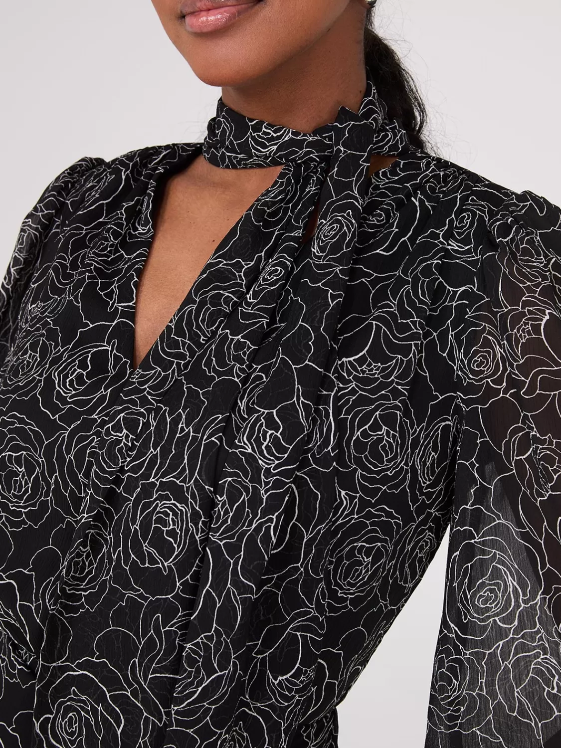 Suzy Shier Work Dresses | Dresses*Crinkled Floral Print Bow Midi Dress