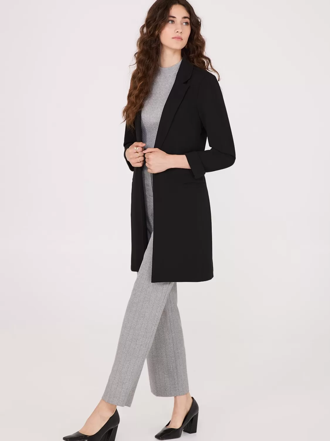 Suzy Shier Blazers & Vests*Cuffed 3/4 Sleeve Long Blazer