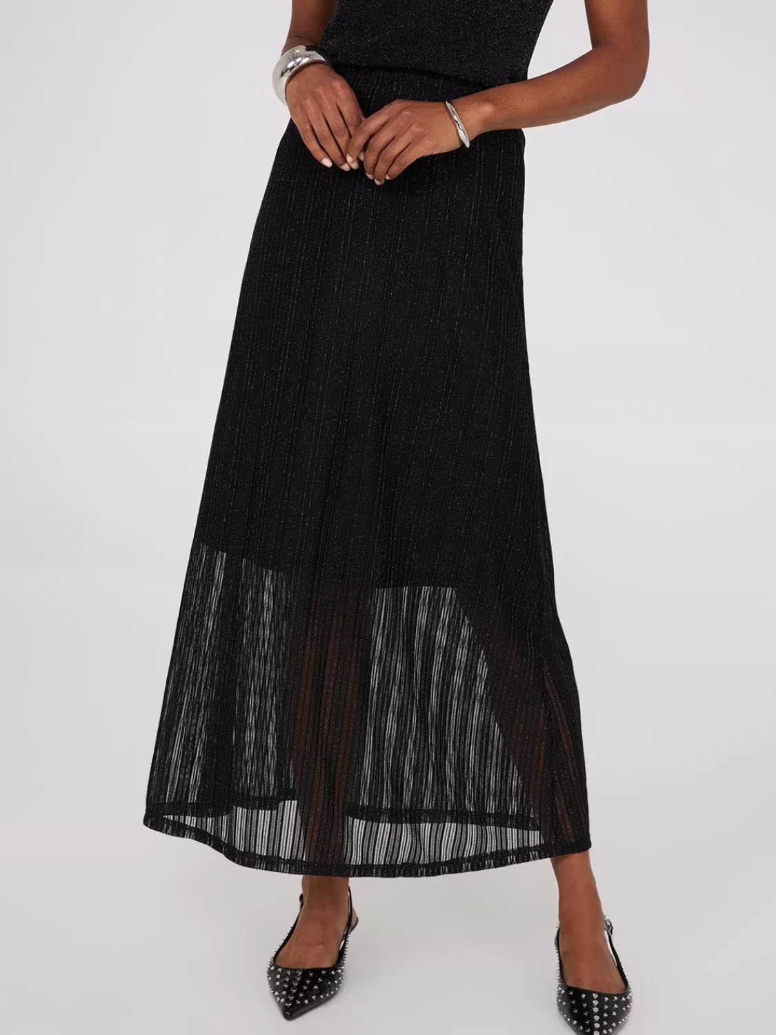 Suzy Shier Skirts*Dobby Lace Midi A-Line Skirt