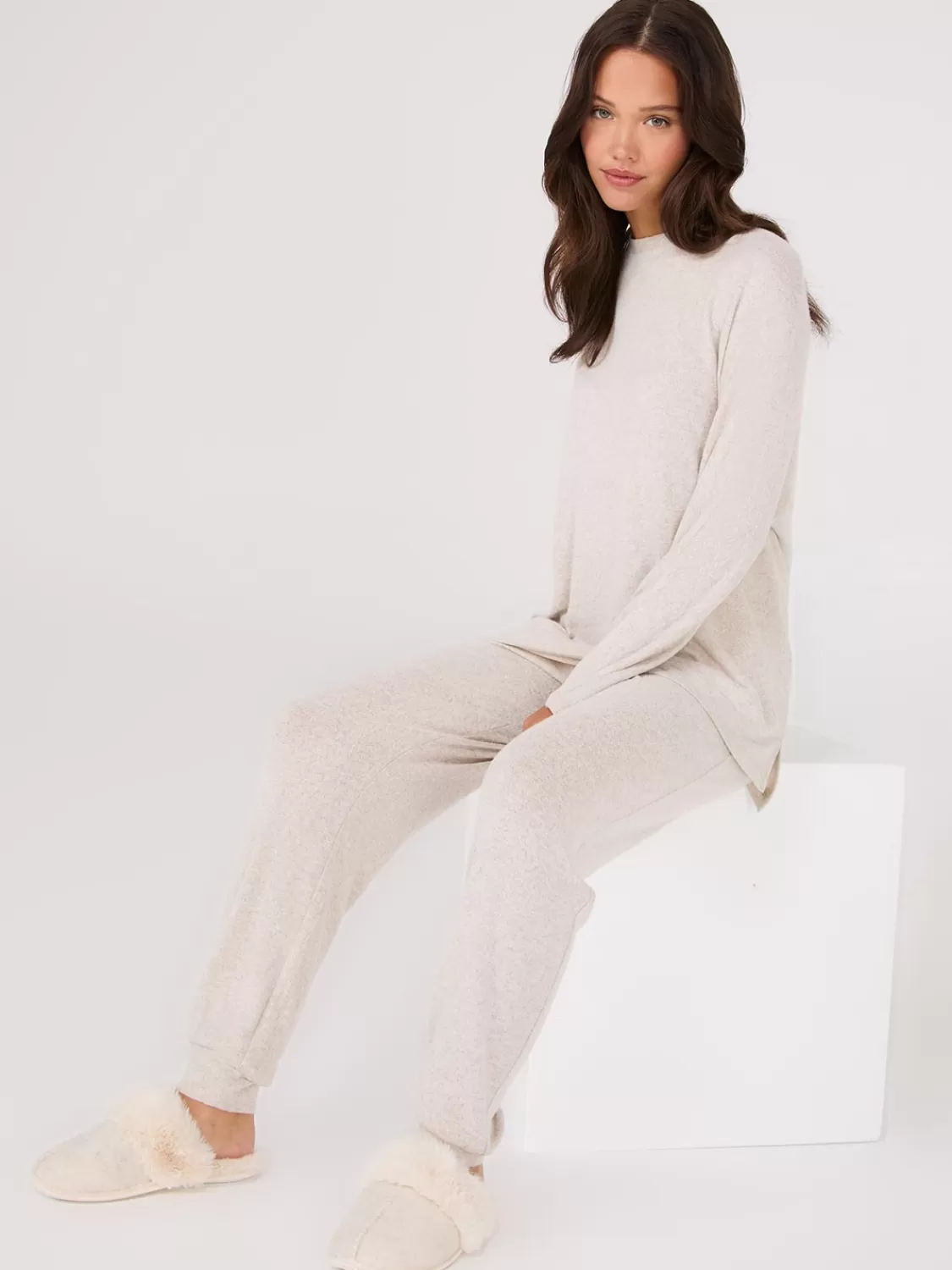 Suzy Shier Lounge & Pjs*Dolman Sleeve Melange Pajama Set