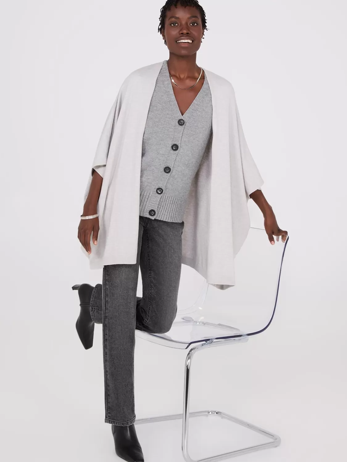 Suzy Shier Long Sleeve | Sweaters & Cardigans*Dolman Sleeve Open Cape Sweater