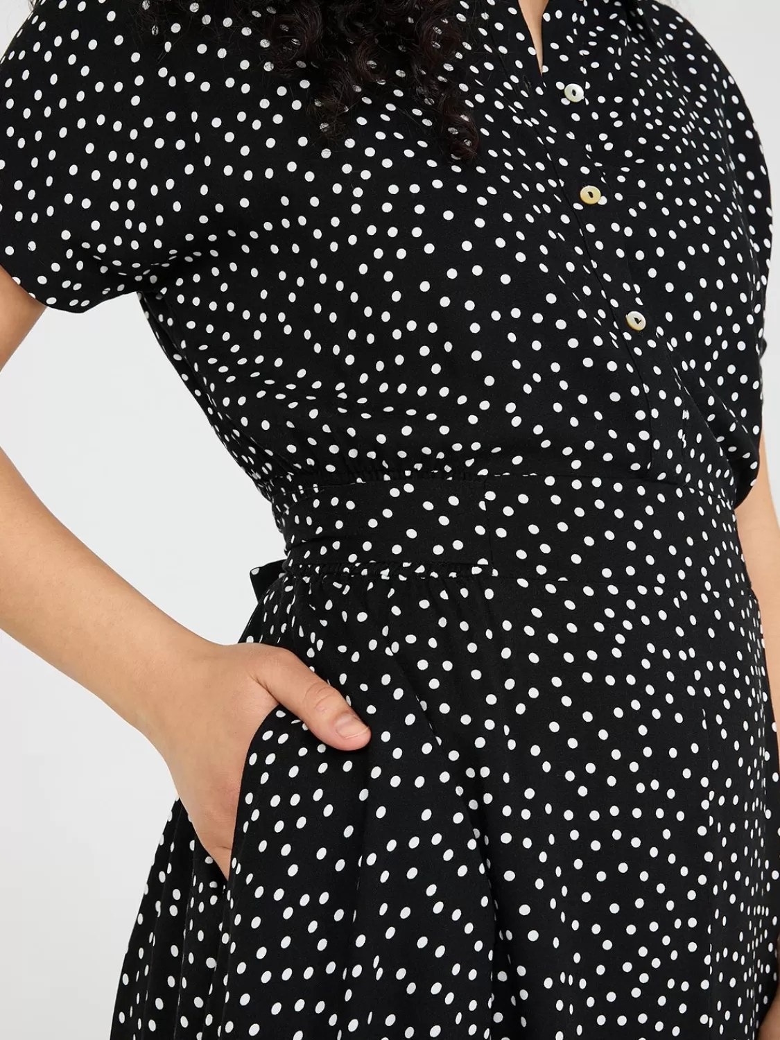 Suzy Shier Casual Dresses | Midi & Maxi*Dot Print High-Low Maxi Shirt Dress