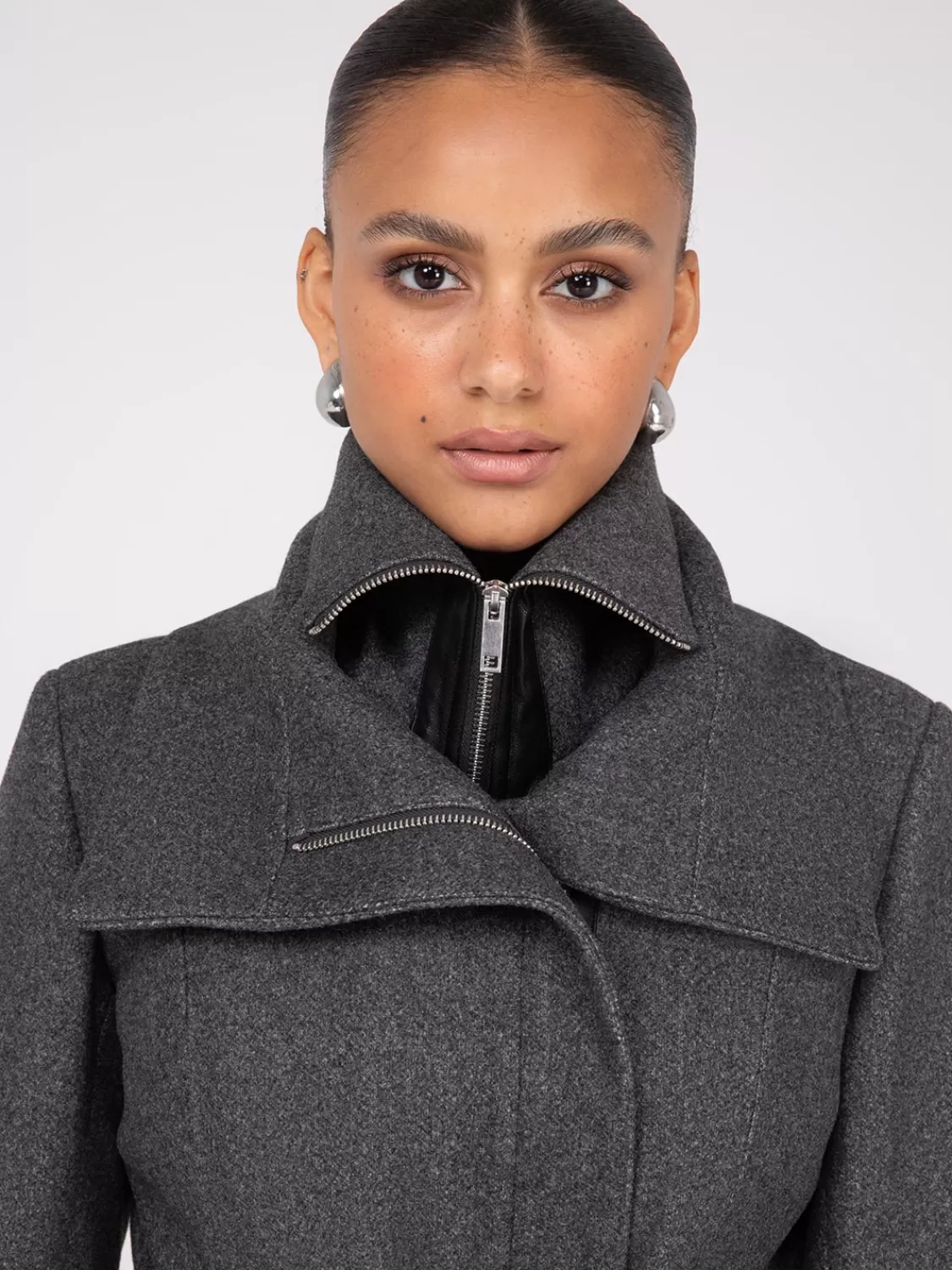 Suzy Shier Coats | Coats*Double Collar 3/4 Coat