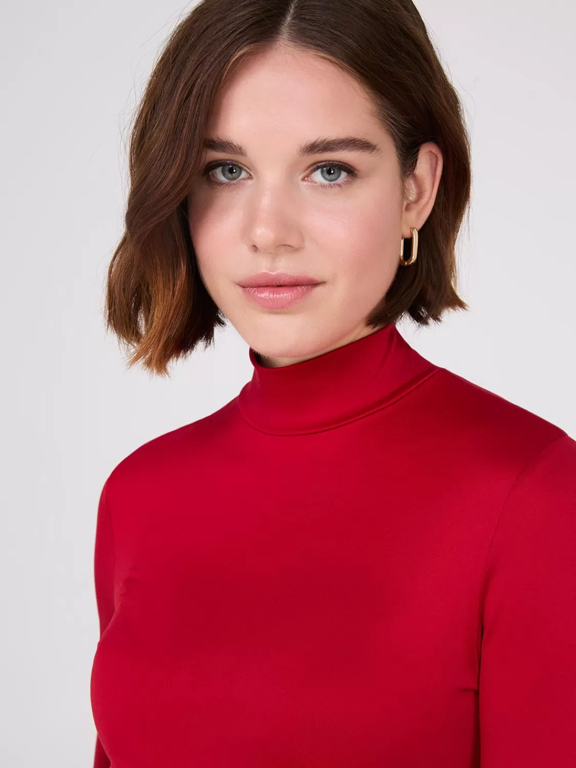 Suzy Shier Tops | Suzy Everyday*Double Layer Mock Neck Long Sleeve Top