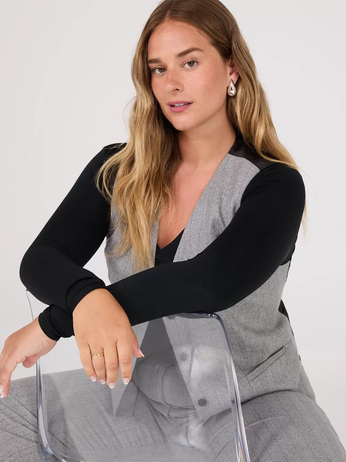 Suzy Shier Suzy Everyday | Long Sleeve*Double Layer V-Neck Long Sleeve Top