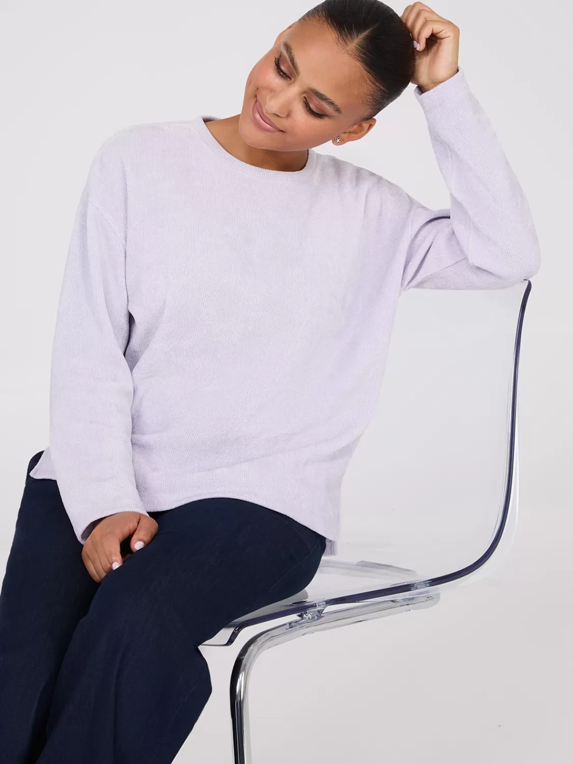 Suzy Shier Lounge & Pjs | Long Sleeve*Drop Shoulder Chenille Top