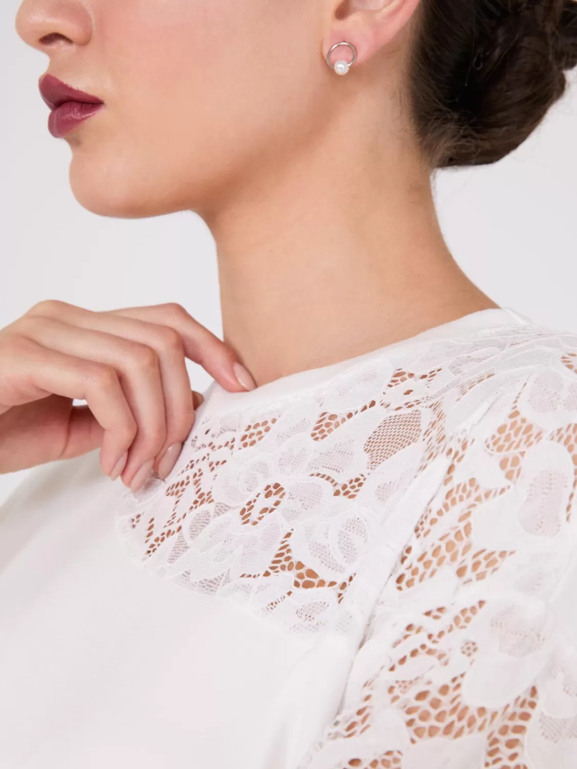 Suzy Shier Long Sleeve | Fashion Tops*Drop Shoulder Sweater With Lace Sleeve