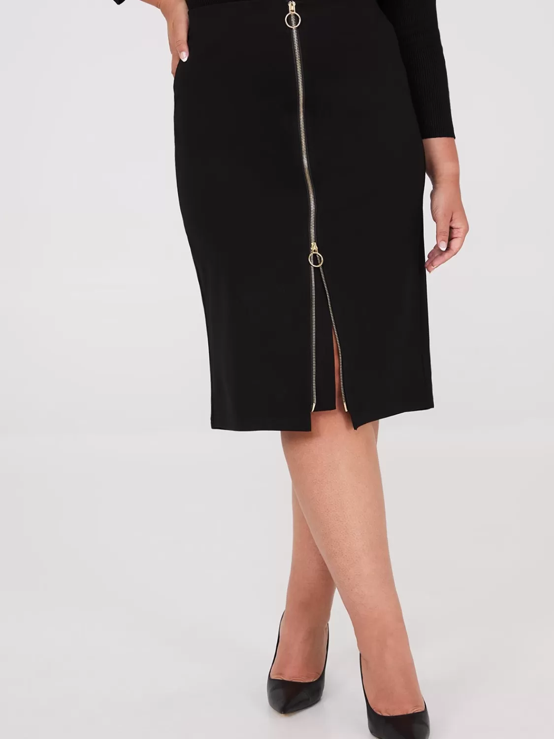 Suzy Shier Bottoms | Skirts*Exposed Zipper Front Pencil Skirt
