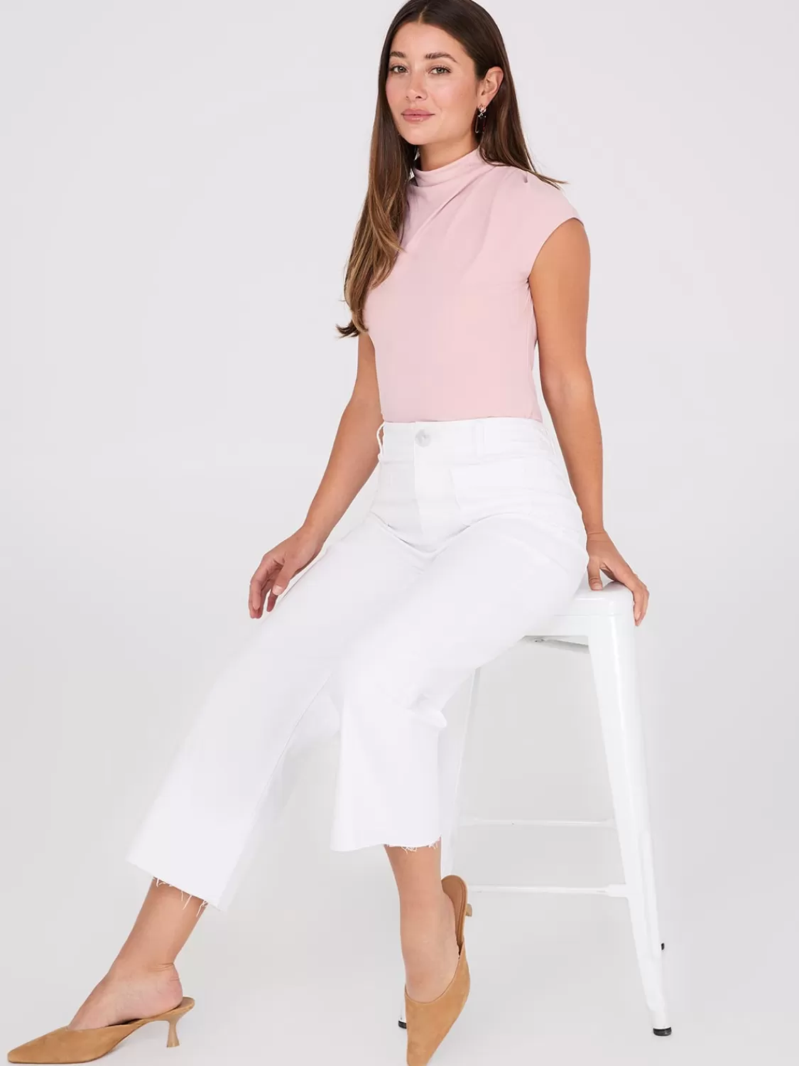 Suzy Shier Tops | Sleeveless*Extended Sleeve Funnel Neck Top