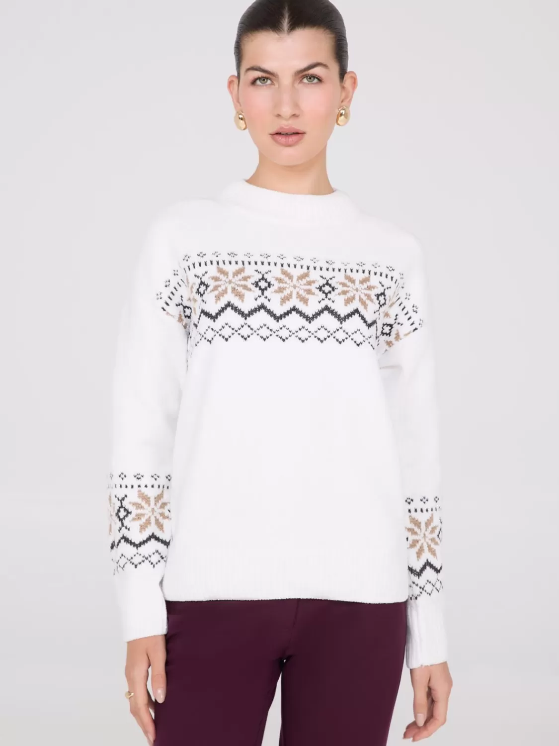 Suzy Shier Long Sleeve | Sweaters & Cardigans*Fair Isle Mock Neck Chenille Sweater