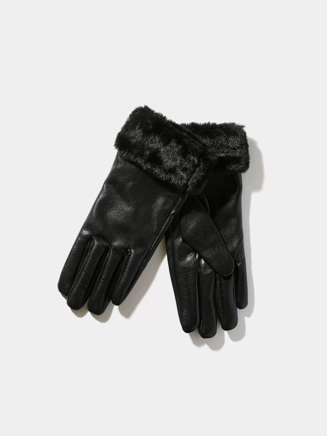 Suzy Shier Hats & Scarves & Gloves*Faux Leather Gloves With Faux Fur