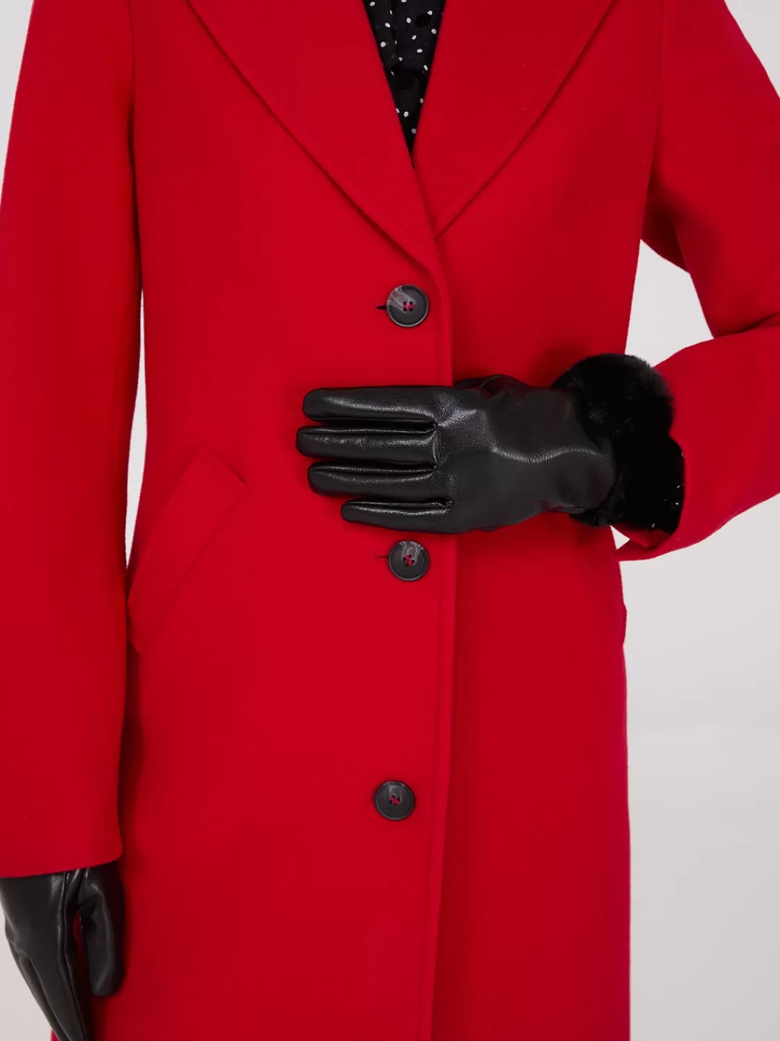 Suzy Shier Hats & Scarves & Gloves*Faux Leather Gloves With Faux Fur
