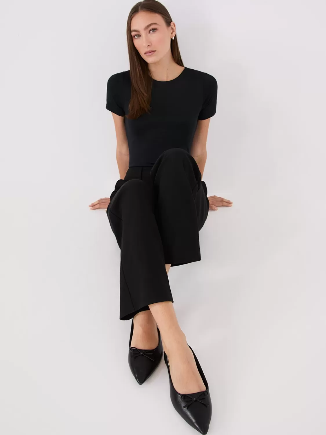Suzy Shier Belts, Handbags & Shoes*Faux Leather Slingback Flats With Bow Detail