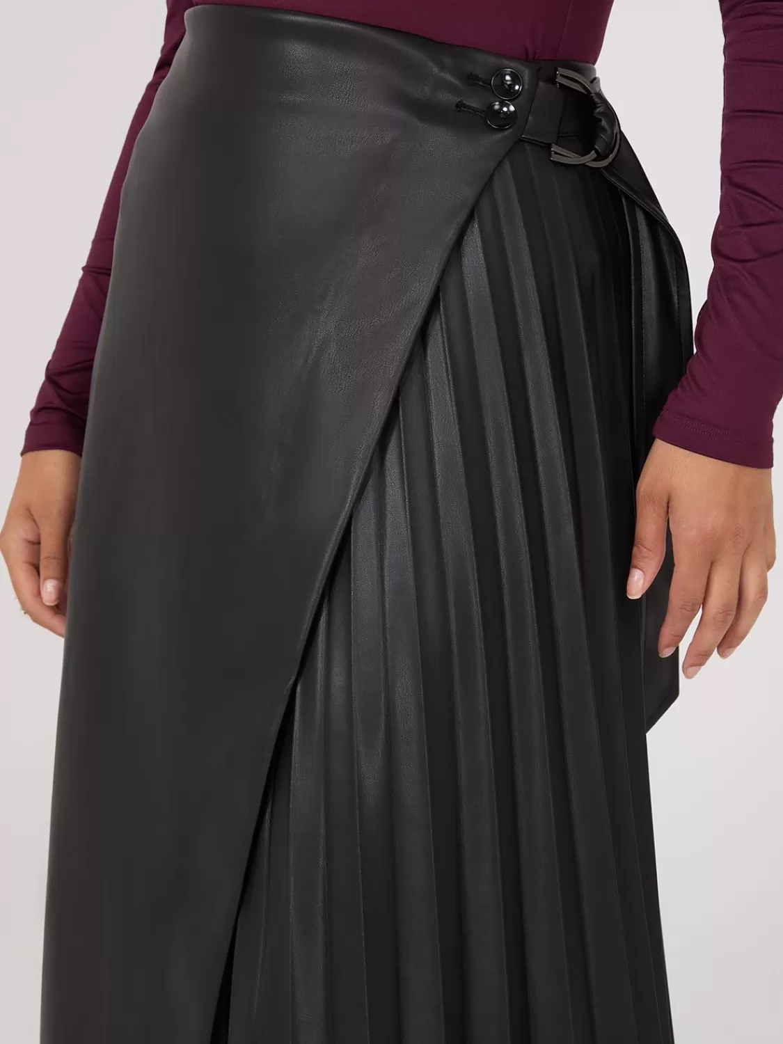 Suzy Shier Skirts*Faux Leather Wrap Midi Skirt
