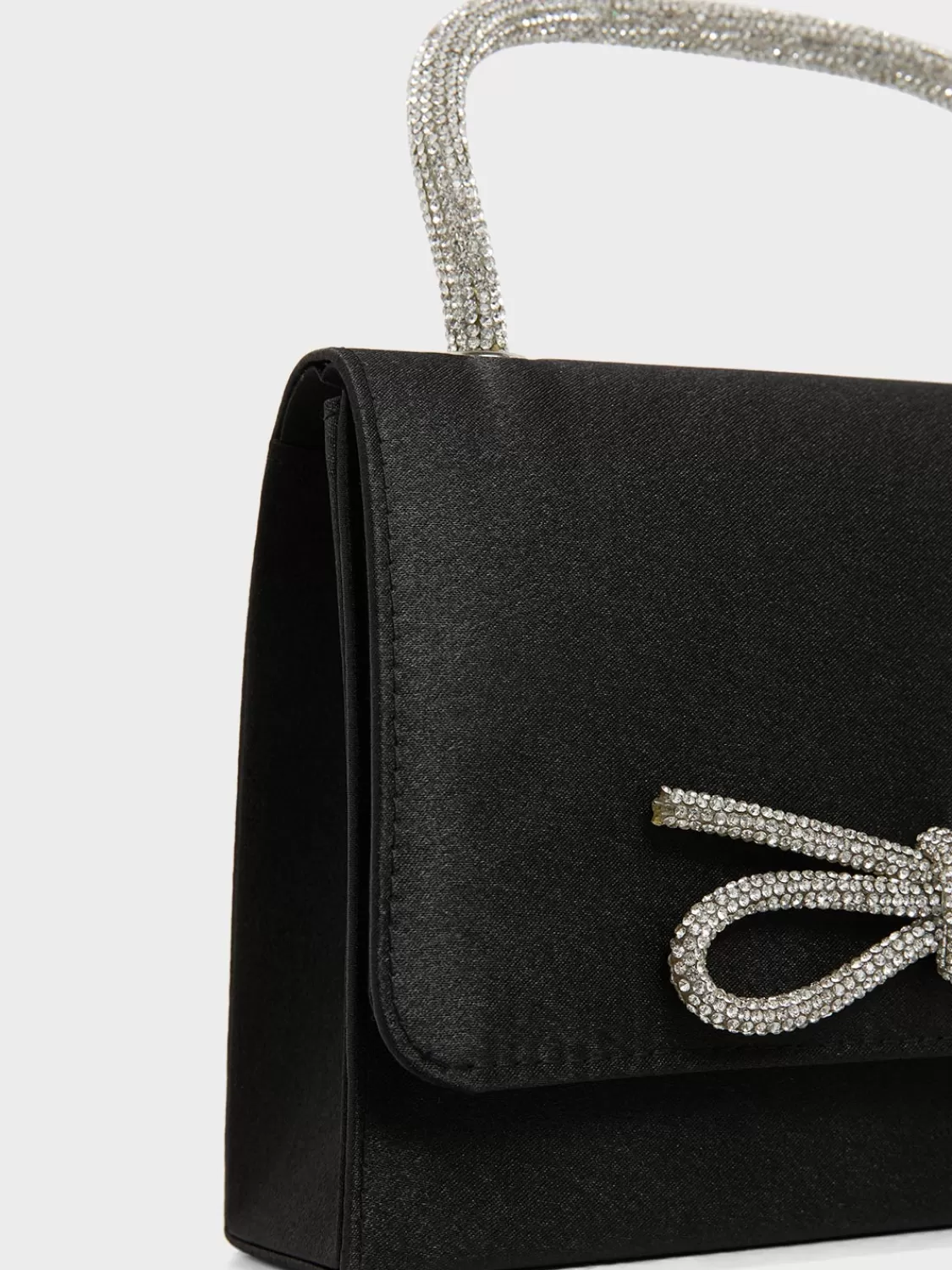 Suzy Shier Handbags By Le Château*Faux-Suede Flapover Bag With Rhinestone Bow